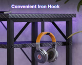 ODK 53" L Shaped Gaming Desk with Hutch & Headphone Hook, Corner Computer Table with Storage Shelves for Home Office, Black ODK