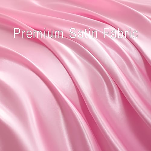 NTBAY Silk Satin King Sheet Set, 4-Piece Luxury and Soft Bedding Set Cooling Silky Sheets for Hair and Skin, Includes 2 Pillowcases, 1 Flat Sheet, 1 Fitted Sheet with Deep Pocket, Pink NTBAY