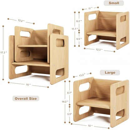 ERUGI Montessori Weaning Table and Chair Set,Real Hardwood, Desk for Toddler Reading,Snack Time,Playroom,Activity Cube,Step Stool,1-3 Year Old Kids Montessori Furniture - WoodArtSupply