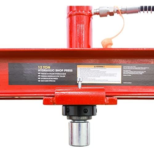 Torin ATY12001B-1 H-Shape Hydraulic Garage/Shop Benchtop Press with Stamping Plates, 12 Ton (24,000 lb) Capacity, Red Torin