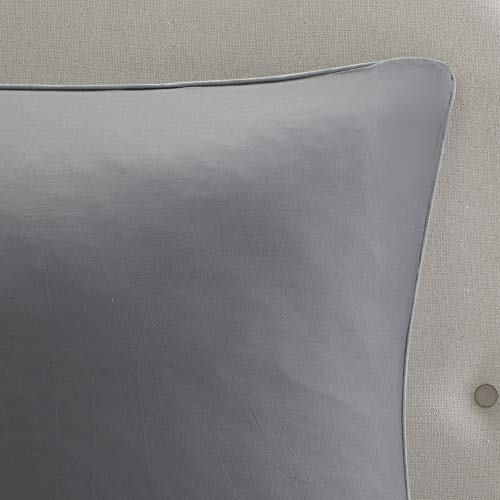 510 DESIGN Luxe Quilted Comforter Set Modern Transitional Design, All Season Down Alternative Warm Bedding Matching Shams, Bedskirt, Decorative Pillow, Cal King, Ramsey Damask Grey