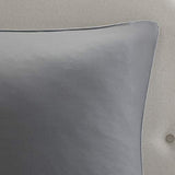 510 DESIGN Luxe Quilted Comforter Set Modern Transitional Design, All Season Down Alternative Warm Bedding Matching Shams, Bedskirt, Decorative Pillow, Cal King, Ramsey Damask Grey