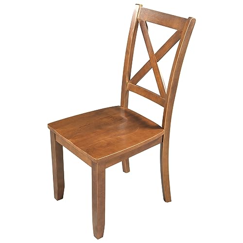 LUMISOL 3-Piece Wood Drop Leaf Dining Table Set with 2 X-Back Chairs, Space-Saving Breakfast Nook Dining Set for 2 People, Extendable Kitchen Table Set, Brown LUMISOL