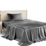 Lux Décor 3-Piece Twin Satin Sheet Set– Luxury Silky Soft 100% Polyester Woven Fabric, Deep Pocket Fitted Sheet – Smooth & Breathable Bedding with Pillowcase (Dark Grey) LDC LUX DECOR COLLECTION