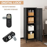 MIOCASA Metal Storage Locker with Digital Lock Steel File Cabinet with 3 Shelves 59.06-inch high for School, Bedroom, Home Office, Gym and Changing Room (Black) MIOCASA