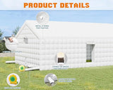 SPECRAFT 39x20x14 FT Large Inflatable Nightclub Tent for Adults with Pavilion Rest Area, Black Inflatable Night Club Gazebo with 2 Side Doors & Logo Area for Wedding, Birthday, Backyard Events, White SPECRAFT