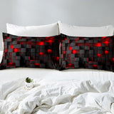 Feelyou Red and Black Bedding Set Full Size Light Geometric Comforter Set for Kids Boys Girls Decor Comforter Modern Duvet Set Feelyou