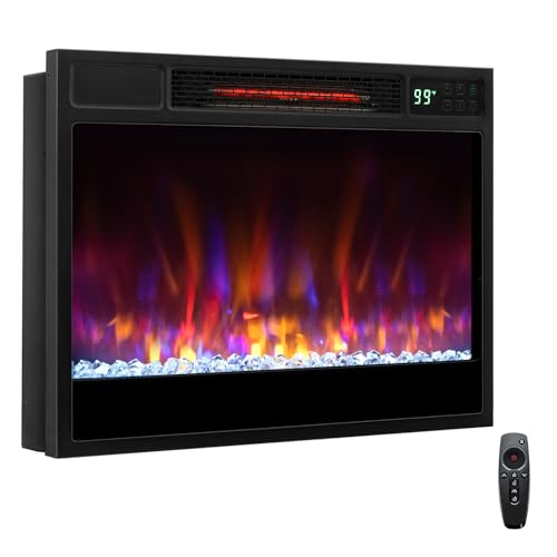 SIMOE 23" Electric Fireplace Inserts, 1500W Recessed Fireplace Heater with Remote Control, 6 Flame Colors & 5 Brightness, 8H Timer, Infrared Quartz Fireplace Insert for Indoor, 23" W x 17" H SIMOE