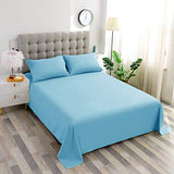 Sfoothome Single Fitted Sheet (Twin - Sky Blue) - Deep Pocket Brushed Velvety Microfiber, Breathable, Extra Soft and Comfortable - Wrinkle, Fade, Stain and Abrasion Resistant Sfoothome