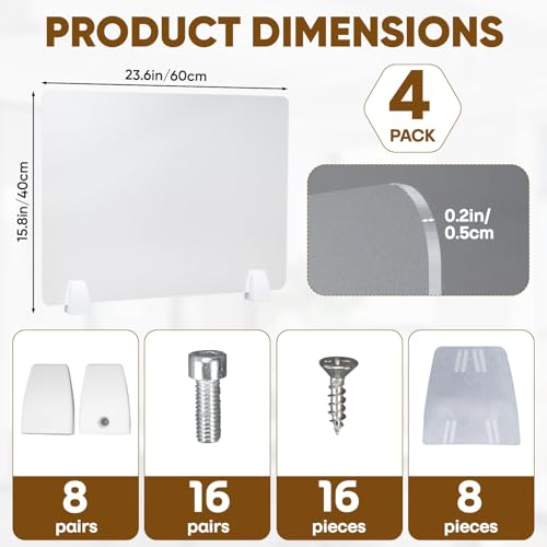 tonchean 4-Piece Desk Dividers Office Partitions, Privacy Desk Panel Protective, Privacy Screen with Clamps for Offices, Schools, Call Centers Workstation- 23.6“L x 15.8”W tonchean