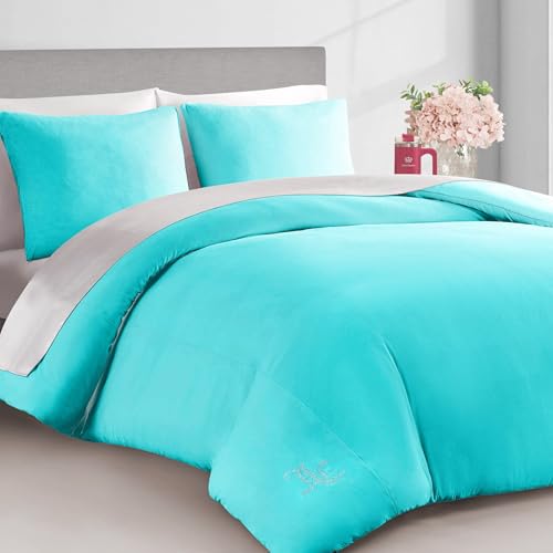 Juicy Couture Blue Crush Velour Twin/Twin XL Comforter Set - 2 Piece Luxury Bedding Ensemble Juicy Couture