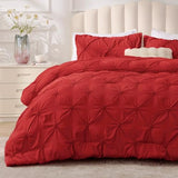 BEDELITE Red Queen Comforter Set - 3 Pieces Boho Pintuck Bedding Comforter Sets, Lightweight Soft & Warm Bed Comforter Queen with 2 Pillowcases for All Season BEDELITE