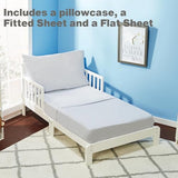 EVERYDAY KIDS 3 Piece Toddler Sheet Set - Soft Breathable Microfiber Toddler Bedding - Includes a Flat Sheet, a Fitted Sheet and a Pillowcase - Solid Grey EVERYDAY KIDS