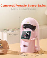 VEVOR Auto Hat Heat Press Machine, with 2pcs Interchangeable Platens, Automatic Open and Release, Touchscreen for Precise Time and Temperature Control, Heat Transfer Printing for Caps, Hats, Pink VEVOR