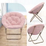 Athena Collection Comfy Saucer Chair Folding Cozy Chair for Bed Room Living Room Accent Chair Faux Fur Reading Chair Foldable Metal Frame Lazy Chair Moon Chair for Adult, Pink Athena Collection