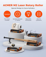 ACMER M2 Laser Rotary Roller, Laser Engraver Y-axis Rotary 360° Roller with 4-138mm Engraving Space for Engraving Cylindrical Objects, Ring, Suitable for ACMER P1, P2 and Most Laser Engraver ACMER