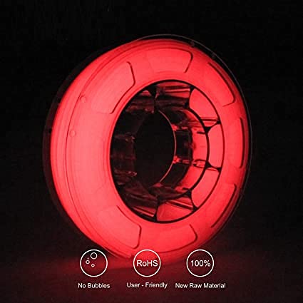 Everyglow 3D Printer Filament, PLA Filament 1.75mm, Glow in The Dark Filament,1KG (2.2 LBS) Spool (Natural Glow Red) - WoodArtSupply