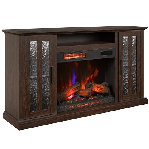 duraflame® Electric Fireplace TV Stand, Farmhouse Media Mantel with Storage, Stromburg Oak Duraflame