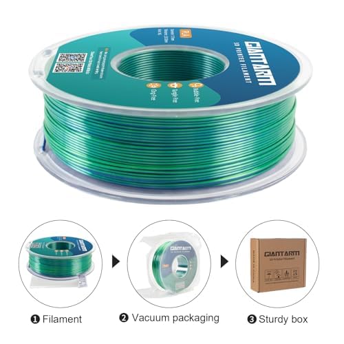 GIANTARM Dual Color PLA Filament, Silk PLA Filament 1.75mm +/-0.02mm,1KG Spool(2.2lbs) Vacuum Packaging, 3D Printing Filaments Fit Most FDM Printer - WoodArtSupply