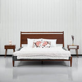NTC Adept Dark Walnut Wooden Bed Frame with Headboard - 1000 Lb Capacity, Silent Slats & Effortless Assembly, King Size NTC