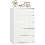 Jocoevol White Dresser 5 Drawer Dresser for Bedroom, Modern Fluted Dresser with Deep Drawers and Mirror, Wooden Dresser Chest of Drawers for Living Room, Hallway, Entryway Jocoevol