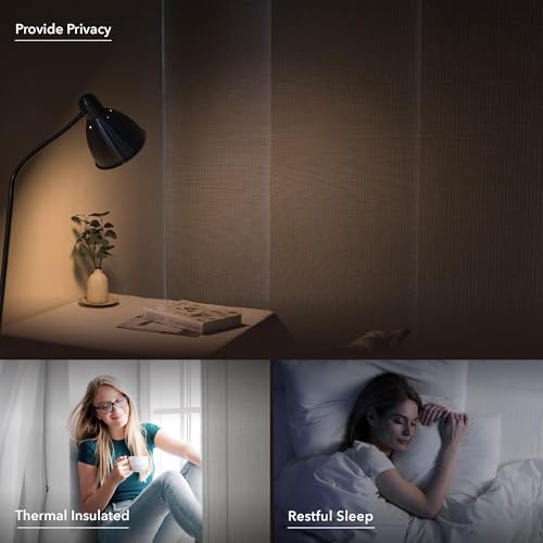 GoDear Design 99.99% Blackout Adjustable Sliding Door Blinds, Privacy Curtain Panels, Extendable Track from 45.8" to 86" W, Trimmable Fabric Panel Up to 96" H, Snowfall Night GoDear Design