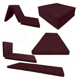 D&D Futon Furniture Trifold Foam Beds, Floor Tri-Fold Bed, Foldable Shikibuton Mattress Cushion Topper Mat for Space Saving Sleepover 3x27x75 in, Burgundy D&D Futon Furniture