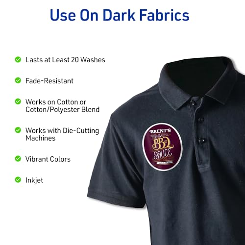 Avery Printable Heat Transfer Paper for Dark Fabrics, 8.5" x 11", Inkjet Printer Compatible, 5 Sheets of Iron On Transfer Paper, Great for Custom Shirts, Uniforms, Gifts, and More (3279) AVERY