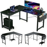 Sagenest L Shaped Desk, 50 Inch Reversible Computer Desk Corner Gaming Table with CPU Stand & Storage Bag, Sturdy Metal Frame PC Workstation for Home Office SageNest