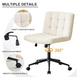 Furnimart Swivel Criss Cross Legged Chair with Wheels for Home Office, Wide Armless Desk Chair Height Adjustable Comfy Seat for Desk,Vanity, Bedroom, Faux Fur White Furnimart