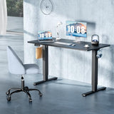 DUMOS 63 Inch Electric Standing Desk Height Adjustable, Sit to Stand Computer Workstations Large Work PC Table Home Office Writing Gaming Desks with Memory Presets for Walking Pad, Bedroom, Black DUMOS