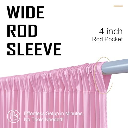 gogoparti 10x20FT Baby Pink Ceiling Drapes for Weddings Parties - 2 Panels of 5x20FT Wrinkle Free Silk Baby Pink Drapes for Tent Canopy, Weddings, Birthdays, Parties, Tent & Event Decoration gogoparti