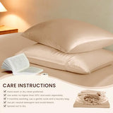 THXSILK Luxury Mulberry Silk Fitted Sheet Set 3 Pcs, King Silk Bed Sheet Set with 16" Deep Pockets, Soft & Cooling Sheets, 1 Fitted Sheet, 2 Pillowcases with Zipper Closure - Champagne THXSILK