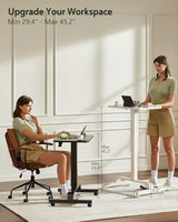 KINGSMITH Height Adjustable Mobile Standing Desk with 360° Swivel Casters, 29"-45" Pneumatic Rolling Desk on Wheels, Perfect for Home Office, Bedroom, Living Room, White KINGSMITH