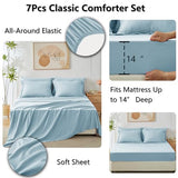 CozyLux King Size Comforter Set Light Blue - 7 Pieces Bed in a Bag King, Luxury Soft Bed Set for All Seasons, Bedding Set with Down Alternative Comforter, Sheets, Pillowcases & Shams CozyLux