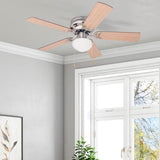 Prominence Home Alvina Traditional 42 Inch Ceiling Fan with Light, LED Flush Mount Ceiling Fan, Indoor Fan with 5 Blades, Walnut Brown and Maple Brown Blade Finish Options, Satin Nickel (80029-01) Prominence Home