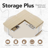 HUANUO U-Shaped Electric Standing Desk with Storage Drawers, Adjustable Height Ergonomic Gaming Desk, Large Sit Stand Up Desk with Power Strip Tray & Cable Grommets for Home Office, Light Walnut HUANUO