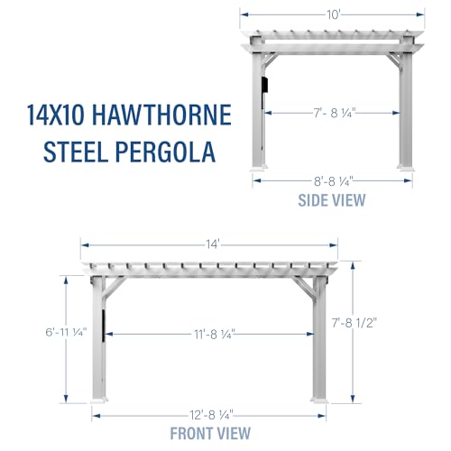 Backyard Discovery 14x10 ft Hawthorne White Galvanized Steel Pergola w/Soft Sail Shade, Spacious, Rust Resistant, UV Protection, Resist Winds Up to 100 MPH, Durable, Powerport USB & Electrical Outlet Backyard Discovery
