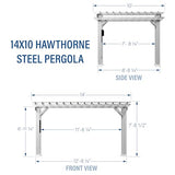 Backyard Discovery 14x10 ft Hawthorne White Galvanized Steel Pergola w/Soft Sail Shade, Spacious, Rust Resistant, UV Protection, Resist Winds Up to 100 MPH, Durable, Powerport USB & Electrical Outlet Backyard Discovery
