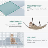 YITAHOME 4-Tier Large Cat Cage, Indoor Enclosure Metal Wire Kennels DIY Cat Playpen with Large Hammock for 1-3 Cats White YITAHOME