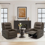 COLAMY Oversized Leather Recliner Chair, 360°Swivel Rocking Manual Recliner with Thick Cushioned Padding Backrest and Wide Seat - Lightbrown COLAMY