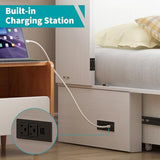 BALUS 63.4" W Queen Size Murphy Bed Cabinet with Tri-Folding Mattress and Storage Drawers, Modern Adults Chest Cube Cabinet Bed with Built-in USB Charging Station for Living Bedroom Apartment, White BALUS