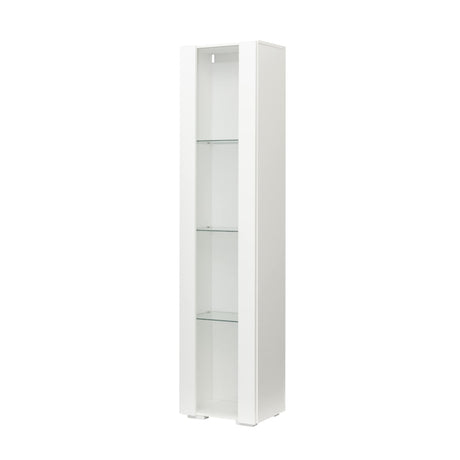Holaki 67 inch Tall Sideboard LED Credenza Pantry Cabinet with 3 Tier Glass Shelves, High Glossy Front Side Cabinet Display Cabinet File Cabinets for Home Office Living Room Kitchen Dining Room(White) Holaki