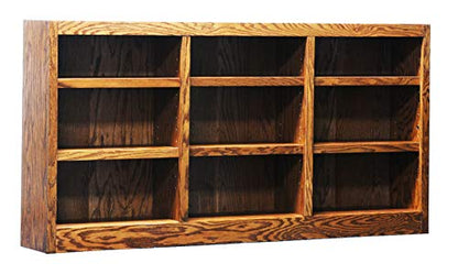 36" Triple Wide Wood Bookcase with 9 Shelves in Dry Oak Finish - Adjustable & Fixed Storage by Concepts In Wood - WoodArtSupply