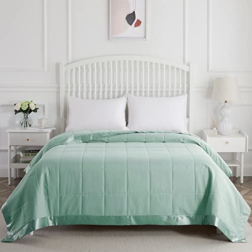 COMFLIVE Queen Blanket with Satin Trim, Bed Blanket for All Seasons - Winter Summer Comfort Soft (Green, Full/Queen) COMFLIVE
