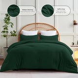 CozyLux Dark Emerald Green Full Size Comforter Set, 3 Pieces Solid Breathable Quilted Bedding Sets, Luxury Fluffy Soft Bed Set with Down Alternative Comforter All Season (1 Comforter & 2 Pillowcases) CozyLux