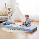 Foldable Floor Mattress with Pillow for Kids, Glow in The Dark Blue Dinosaur Toddler Washable Folding Floor Mat for Daycare, Child Trifold Futon Sofa Bed with Storage Bag for Playroom Girls and Boys Givjoy