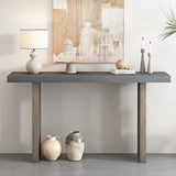 Contemporary Minimalist Wood Console Table 59-Inch Modern Entry Sofa Table Accent Table for Entryway Living Room Home Office, Gray Amposei