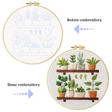 JOZYSH Full Range Embroidery Kit for Adult, Green Plant Pattern Embroidery Kit for Beginners Include Embroidery Cloth Hoops Threads for Craft Lover Hand Stitch with Embroidery Skill Techniques