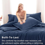 CozyLux Twin Comforter Set Navy Blue, 5 Pieces Bed in a Bag Twin Comforter Set with Sheets, All Season Bed Sets with Down Alternative Comforter, Fitted Sheet, Flat Sheet, Pillow Sham and Pillowcase CozyLux